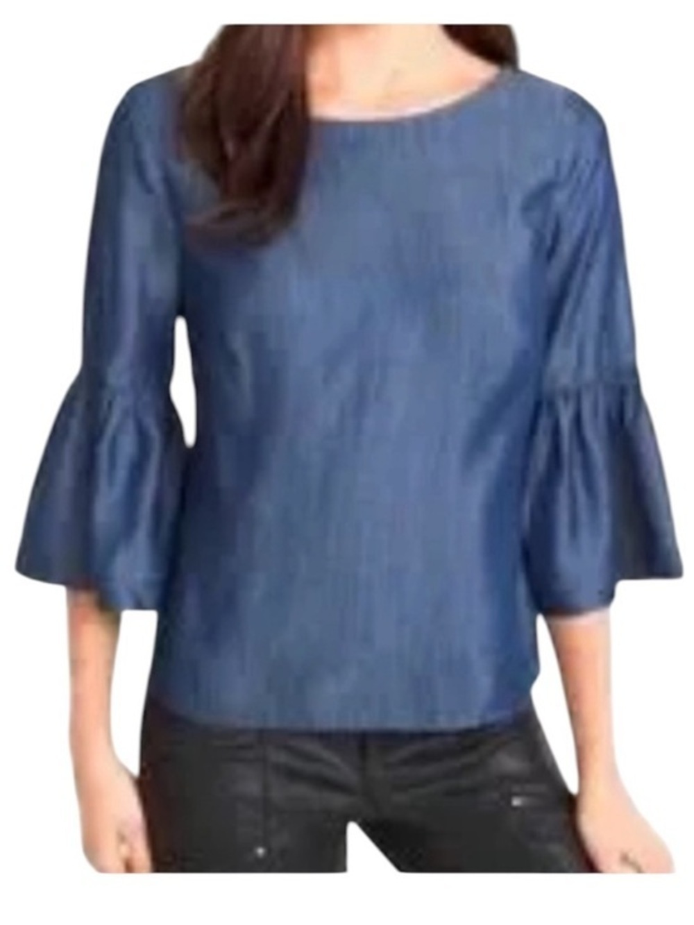 Woman’s Denim Bell Sleeve Blouse